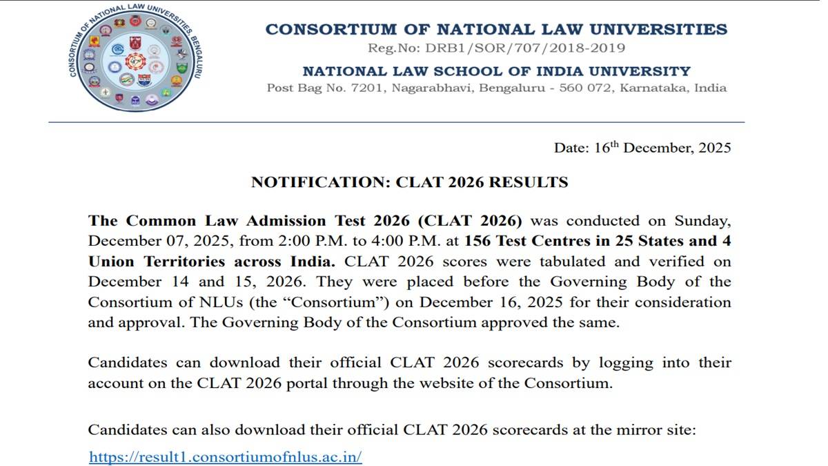 CLAT result 2026