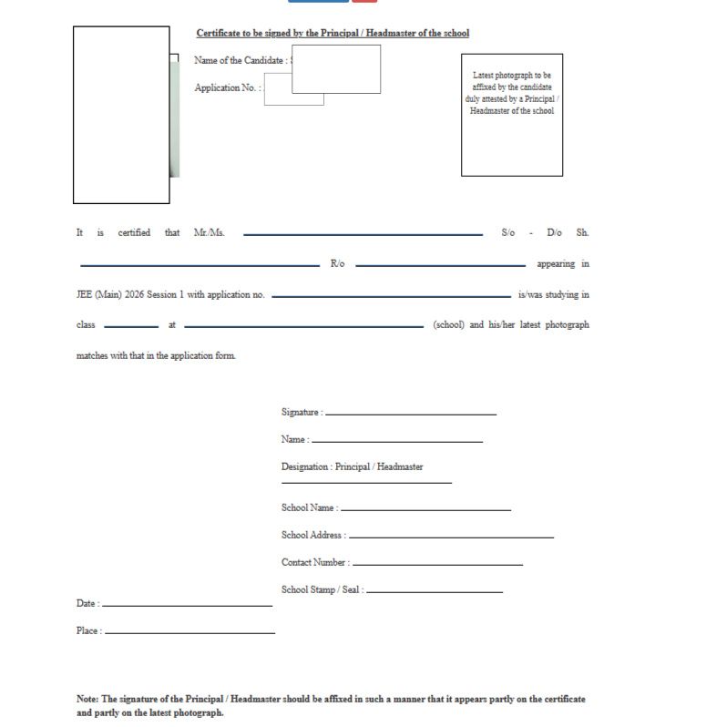 JEE Main Photo verification certificate
