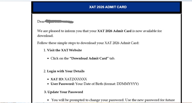 XAT admit card 2026 download window