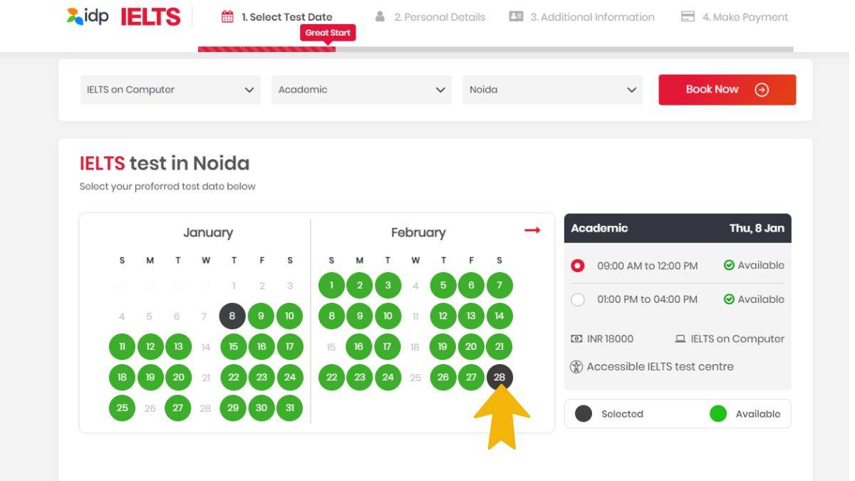 IELTS slot available