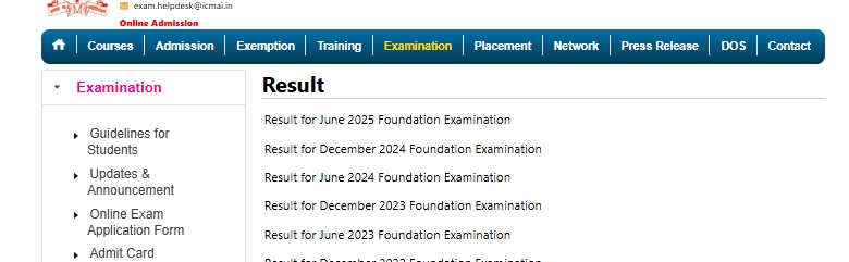 CMA Dec 2025 Foundation Results