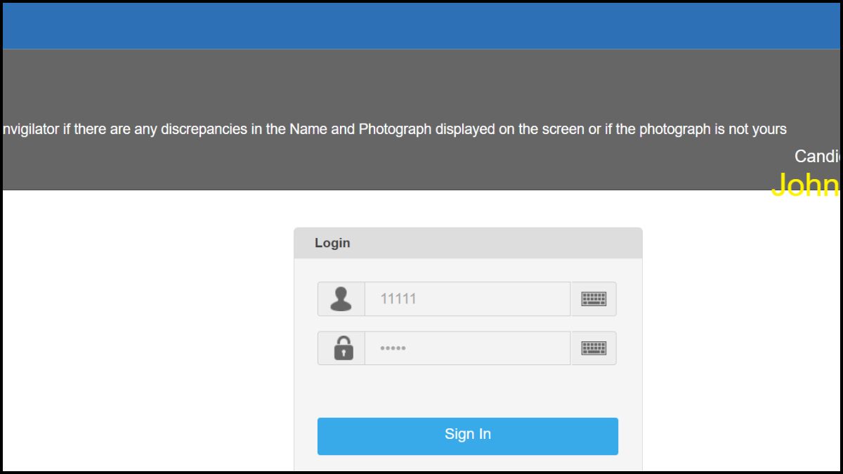 UCEED Sample exam interface