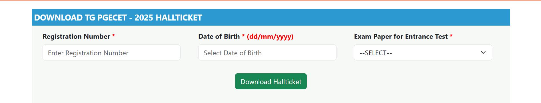 TS PGECET Admit Card
