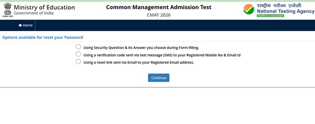 CMAT 2026: How to reset password?