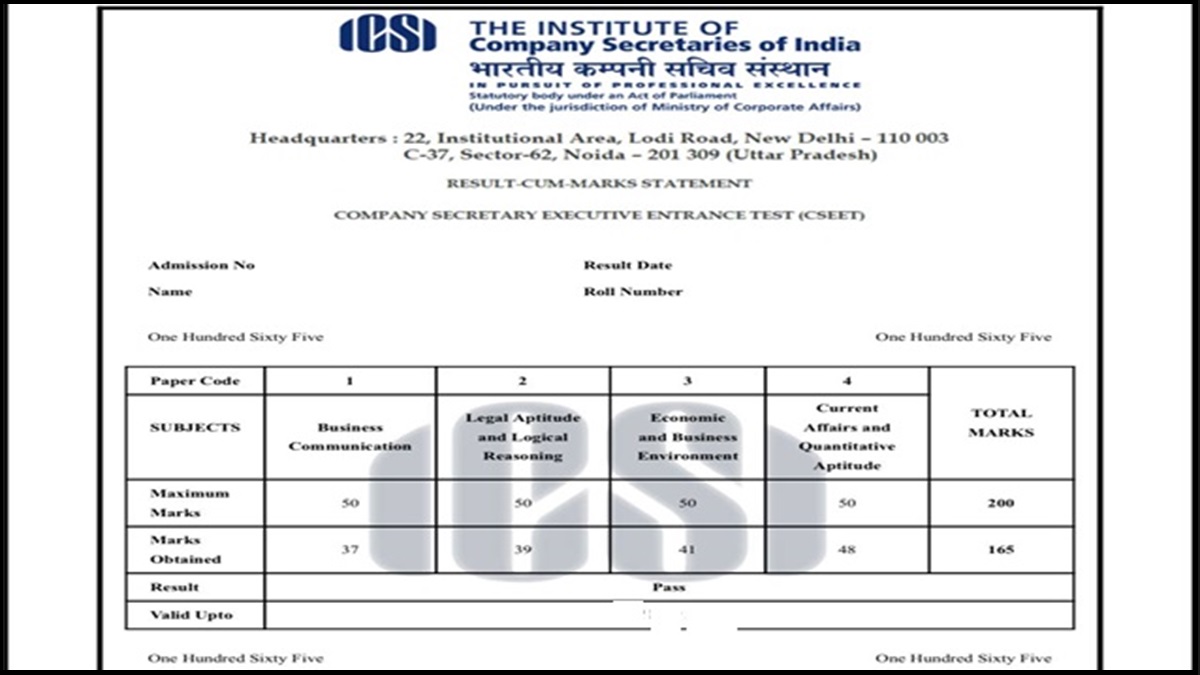 CSEET Scorecard Jan 2026