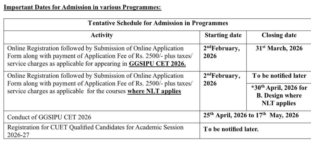 IPU CET 2026 Dates