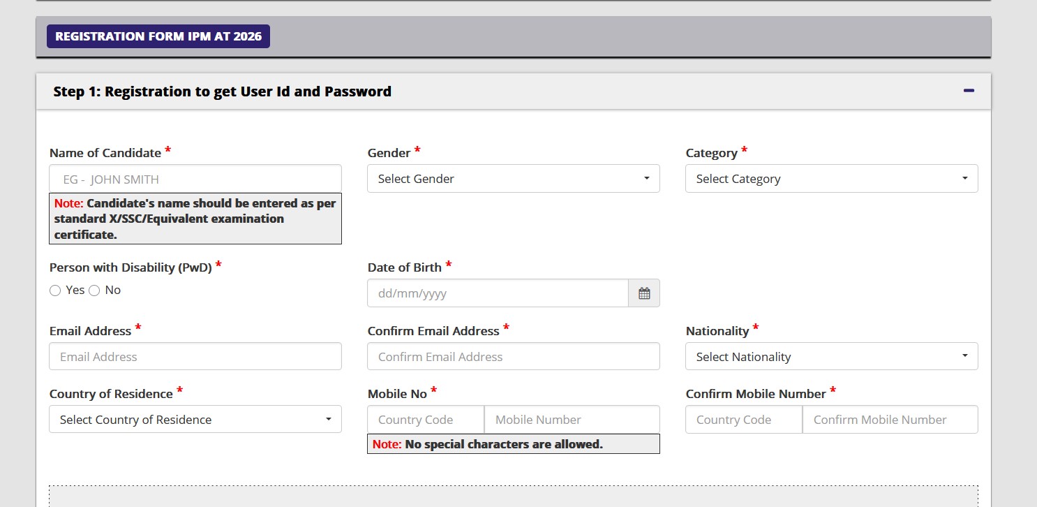 IPMAT 2026 registration window 