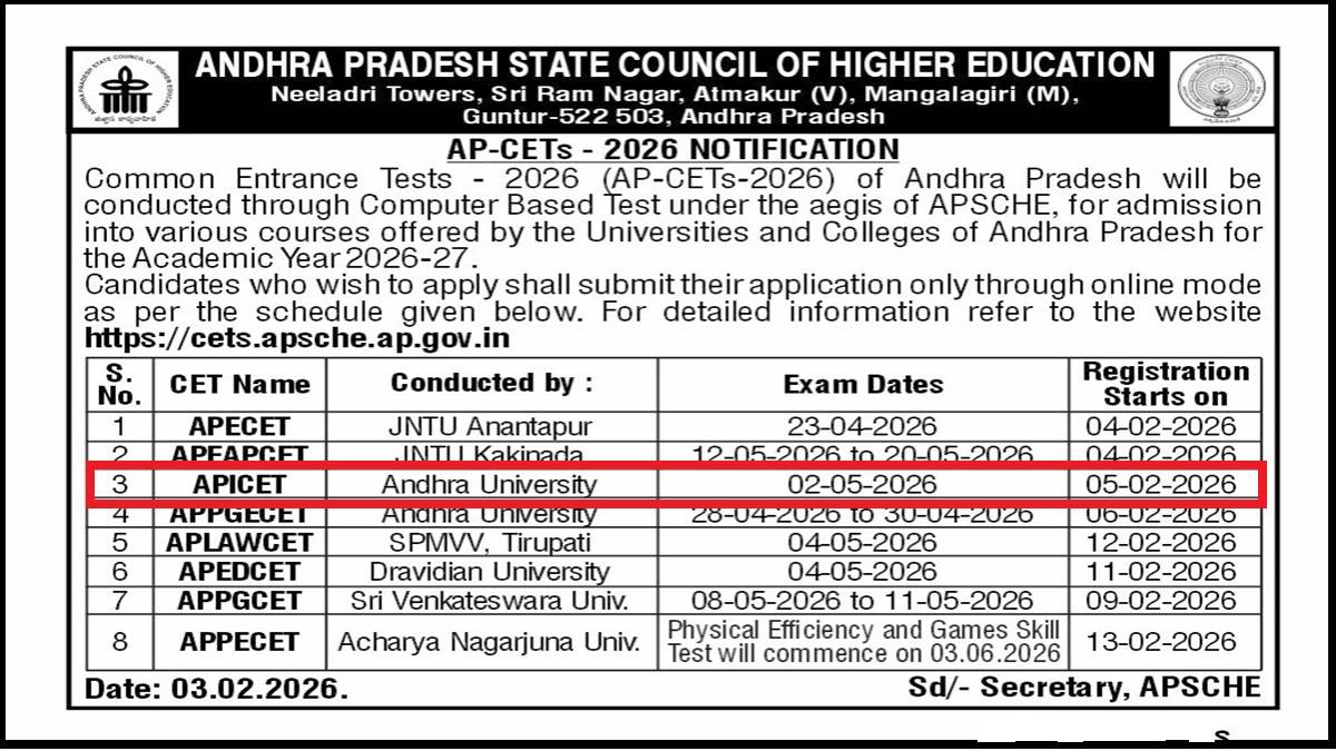 AP ICET 2026 Notification