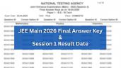 JEE Main 2026 Answer Key Live: Resul
