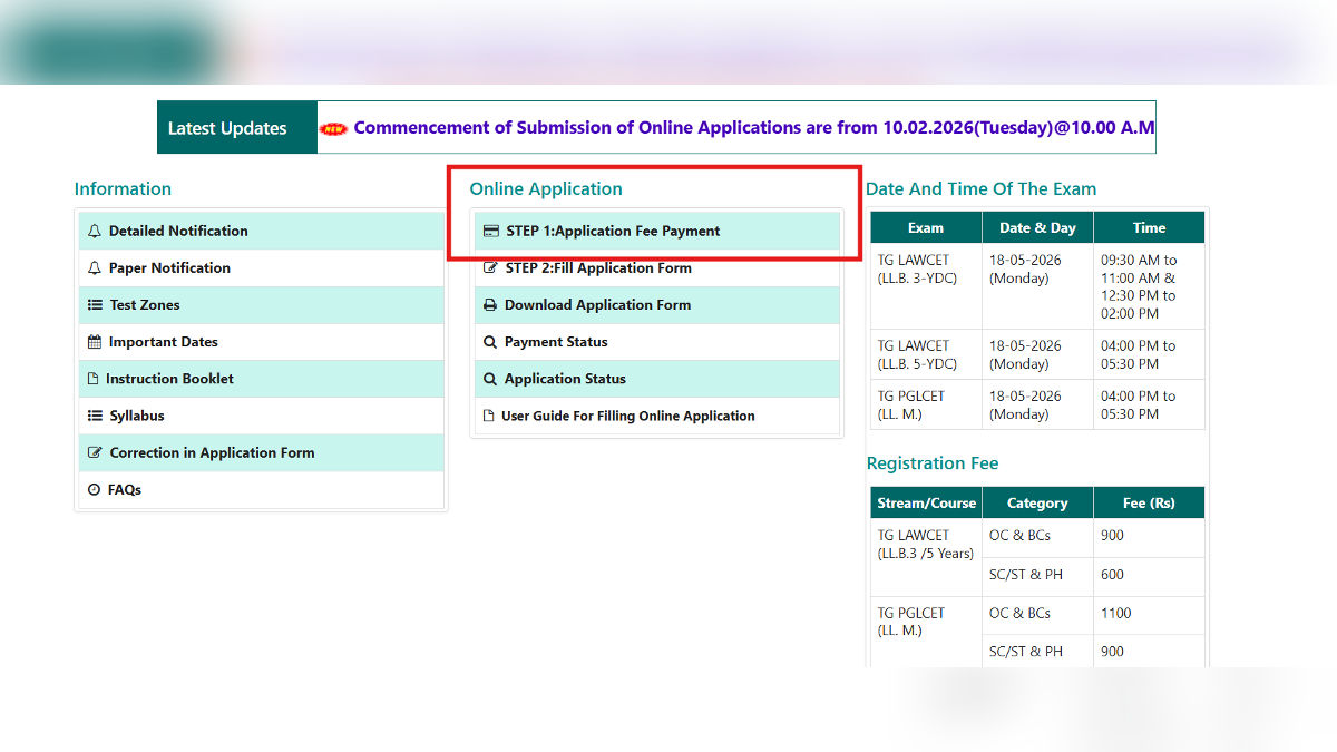 TS LAWCET Registration 2026