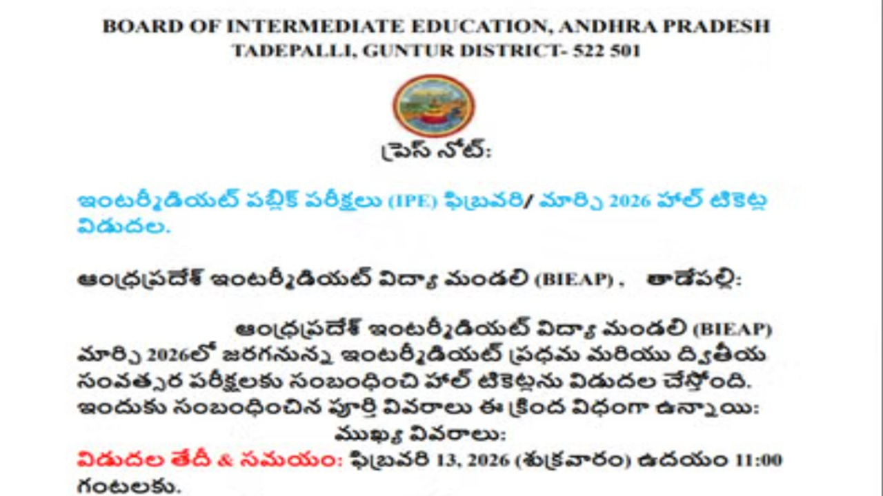 AP Inter hall ticket 2026