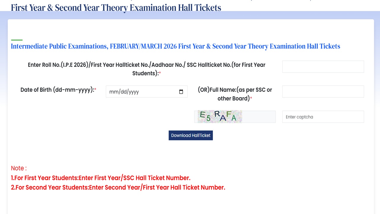 AP Inter hall ticket 2026