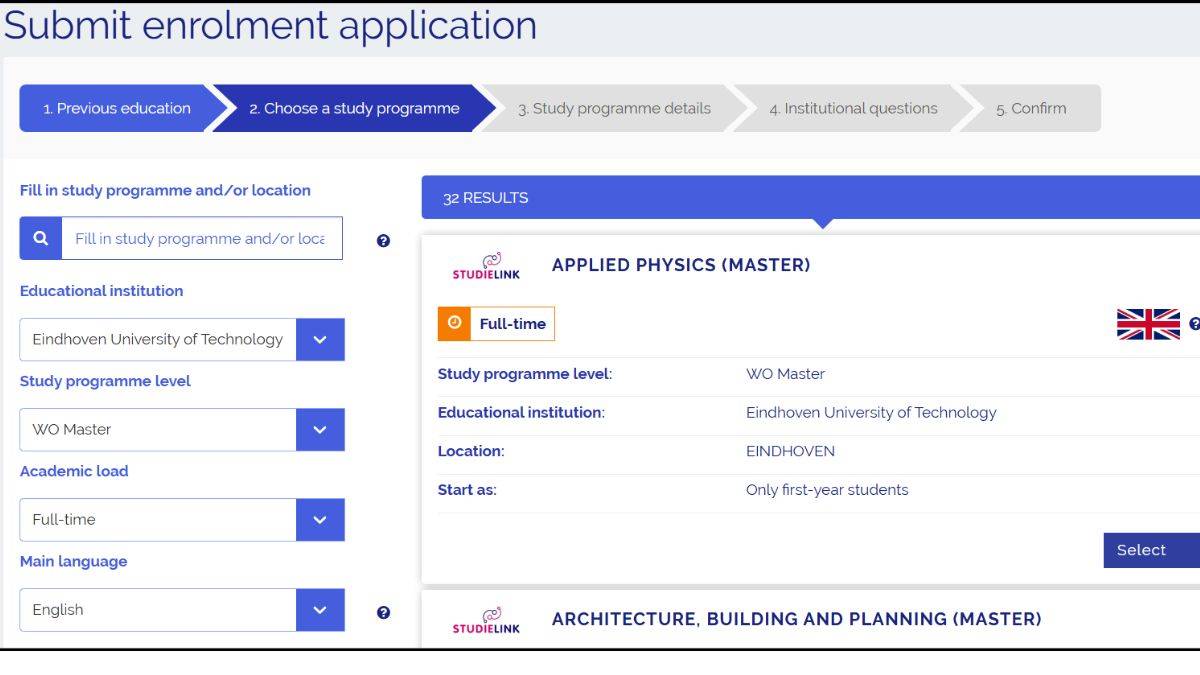 studielink application process 