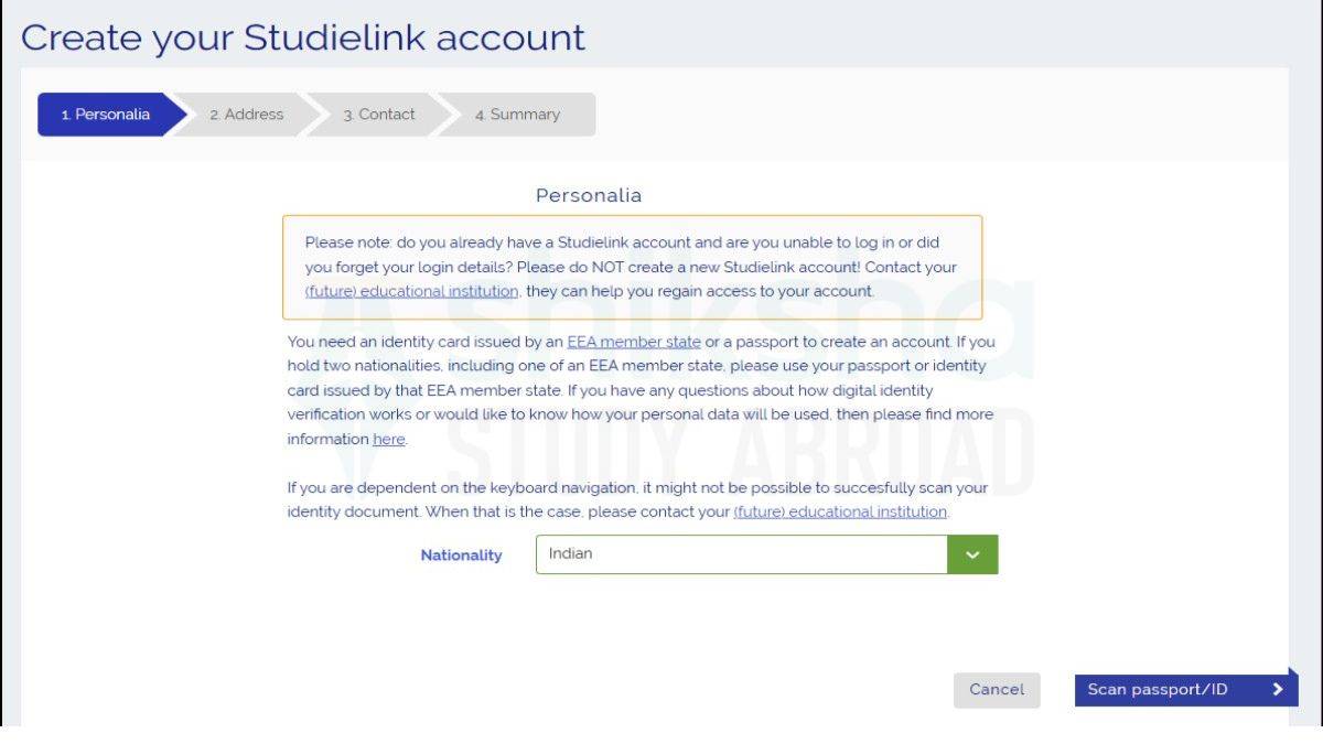 studielink sign up process