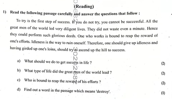 UP Board 10th English Exam: RC