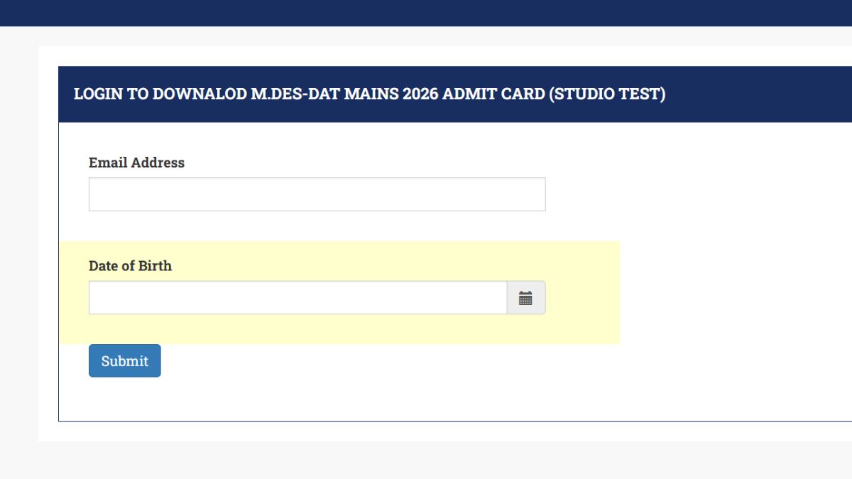 NID Admit card for Studio Test