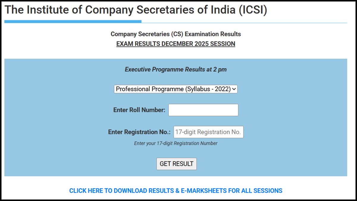 CS Professional Dec 2025 Result Link