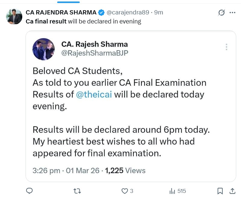 ICAI CA Final January Result Time