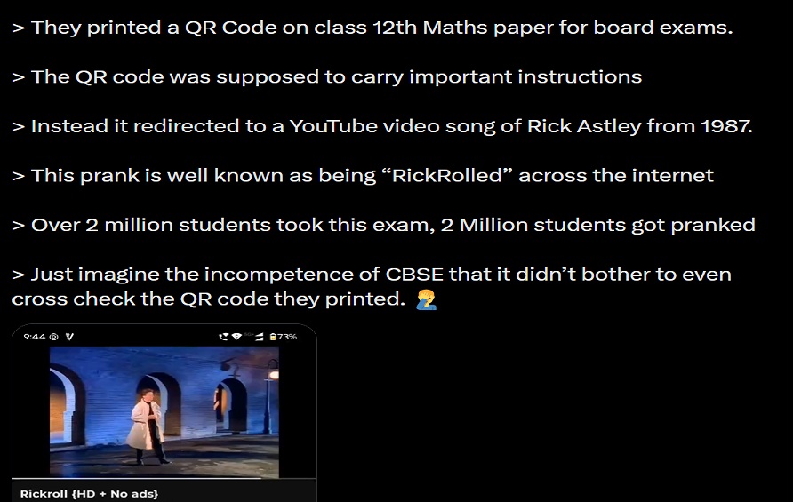 Student's Tweet of X