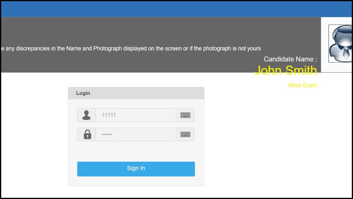 CEED Mock Test/ Sample Interface