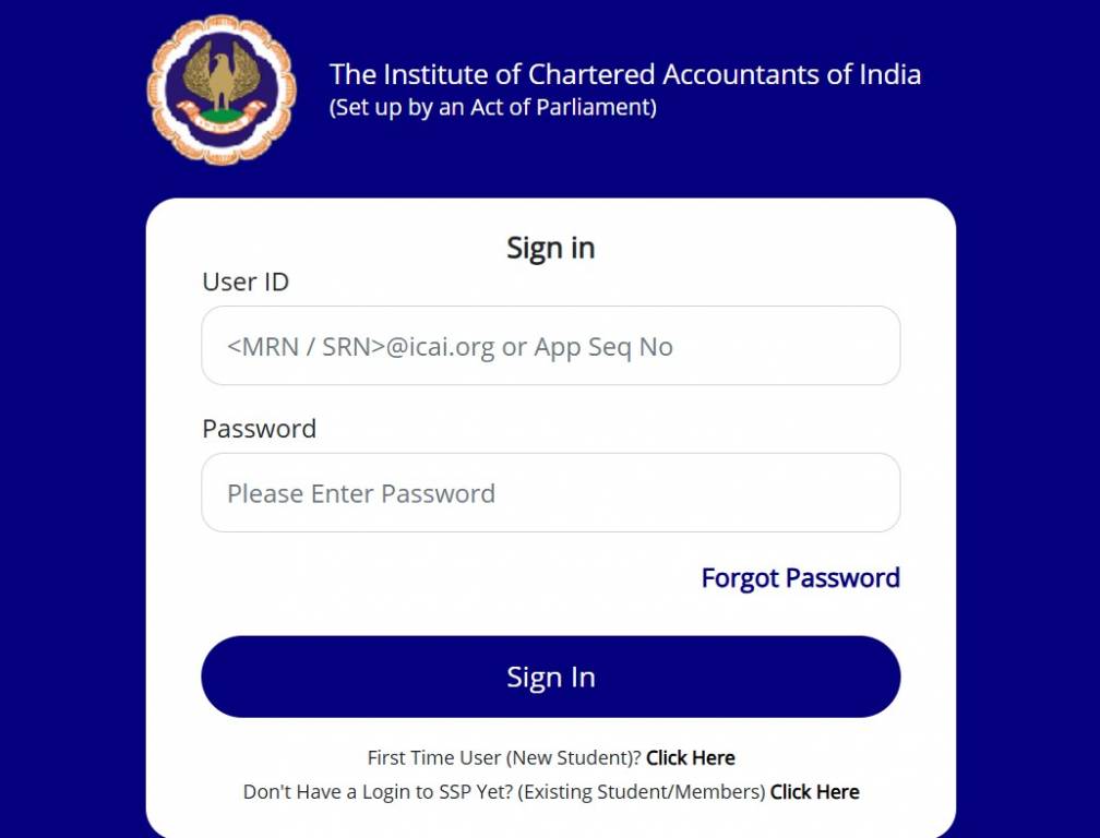 CA Admit Card Login