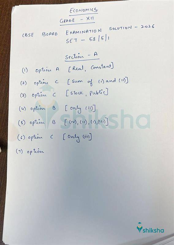 CBSE Class 12 Eco Answer Key 2026 PDF