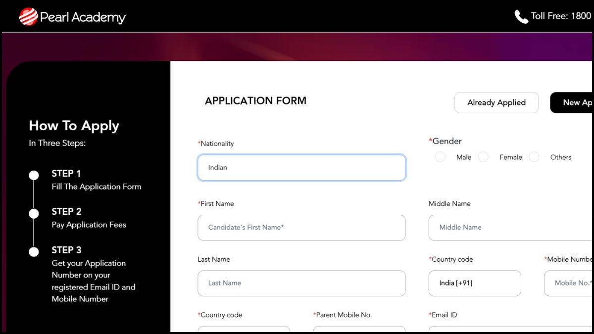 Pearl Academy Application form