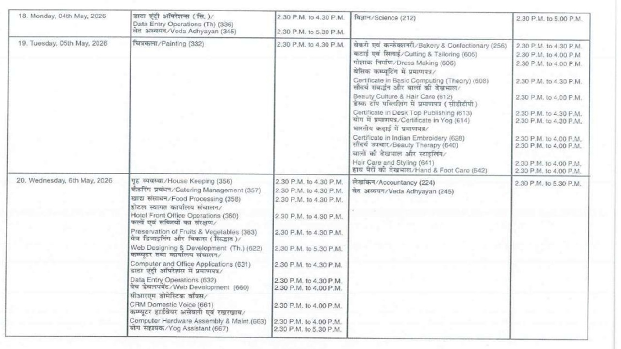 NIOS 12th dates 2026
