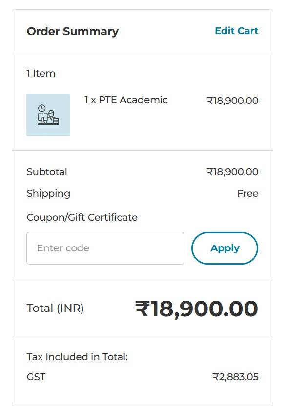 PTE Exam Fee