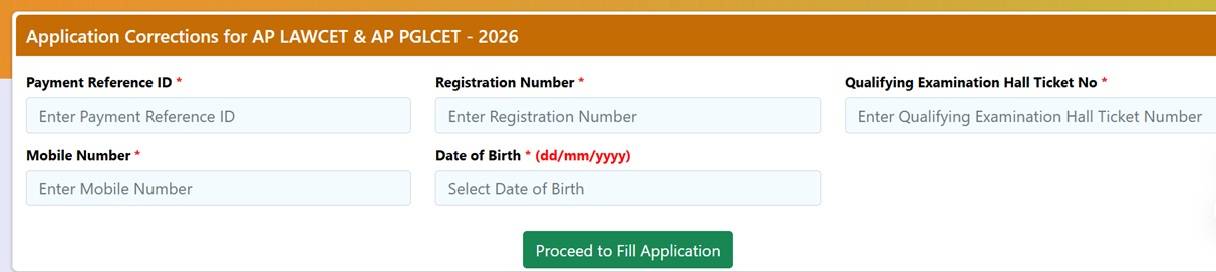 AP LAWCET application correction