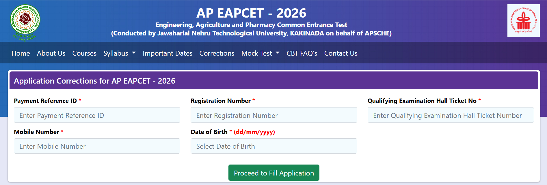 ap eamcet form correction 2026 link out