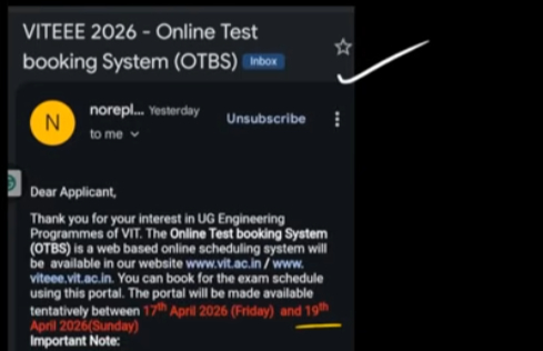 viteee slot booking 2026 dates released