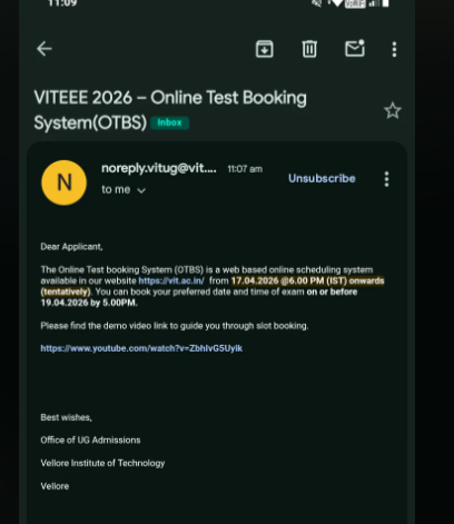 viteee slot booking 2026 start date and time