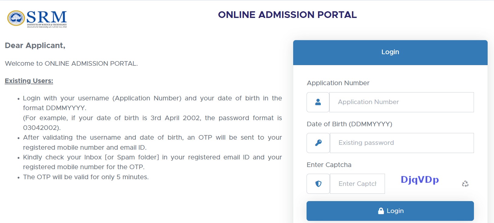 SRMJEEE-Login-Slot-Booking-2026