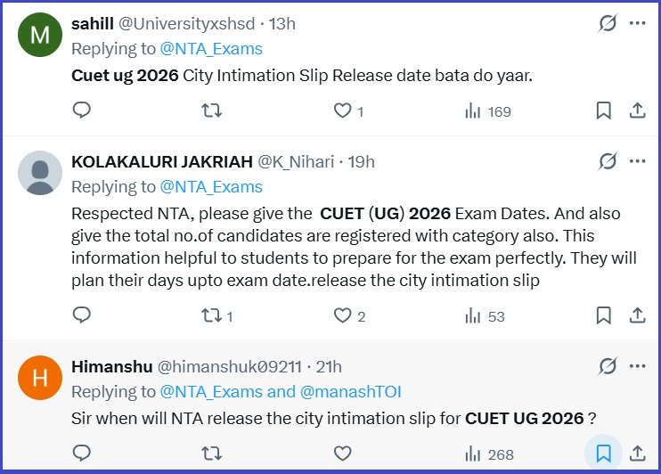 CUET Intimation Slip 2026 X