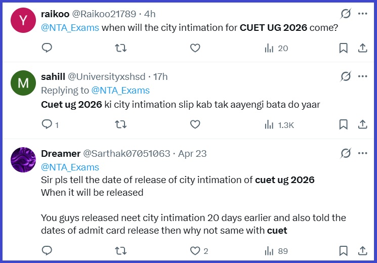 CUET UG 2026 Tweet