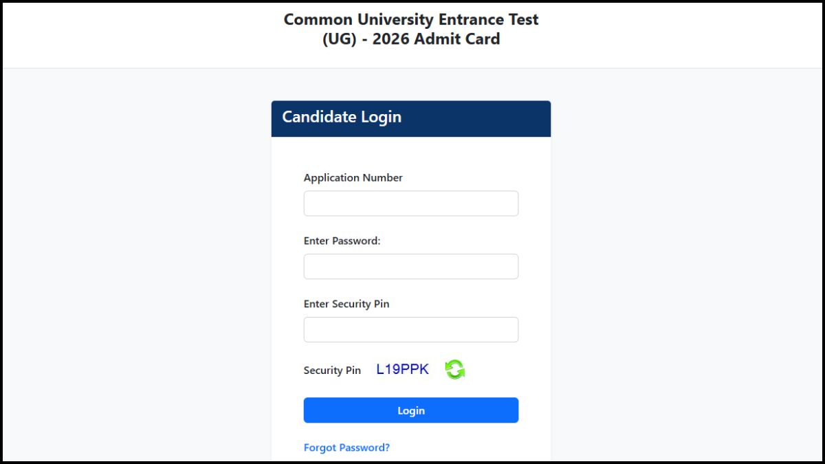 CUET 2026 Admit Card Login