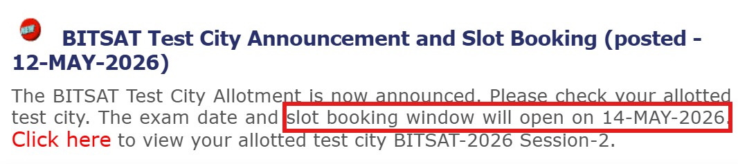 bitsat-2026-session-2-slot-booking-date-revised