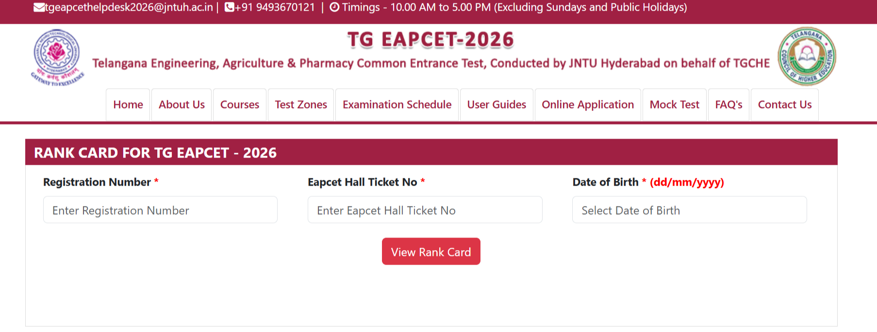 TS EAMCET 2026 rank card