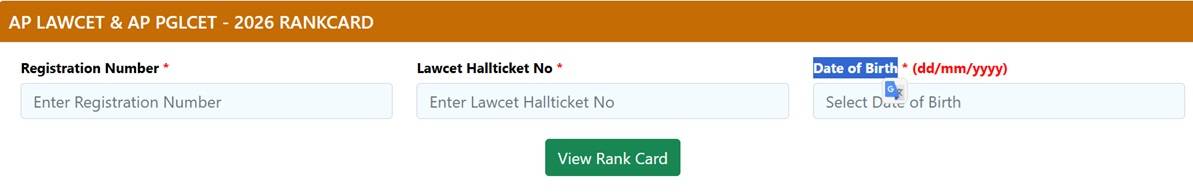 AP LAWCET Rank Card 2026