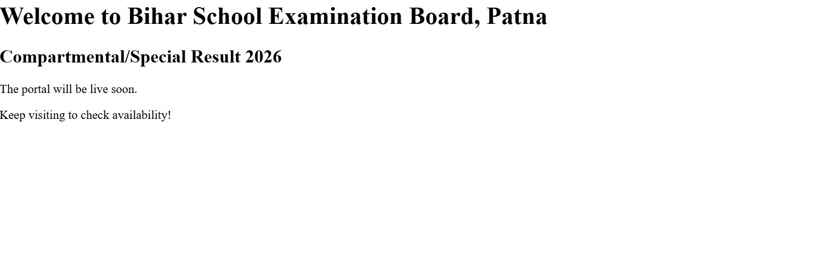 BSEB Supplementary Result 2026 website not working
