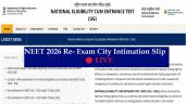 NEET Re Exam 2026 City Intimation Sl