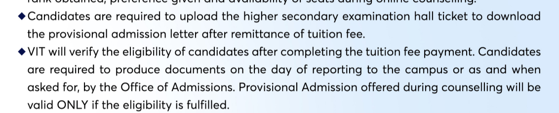 viteee counselling provsional allotment letter