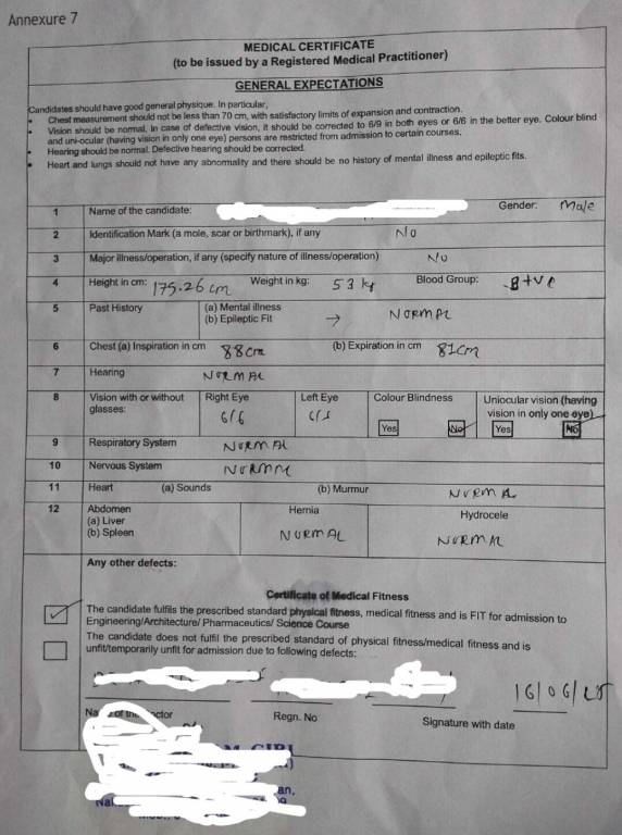 How to Fill JoSAA Medical Certificate