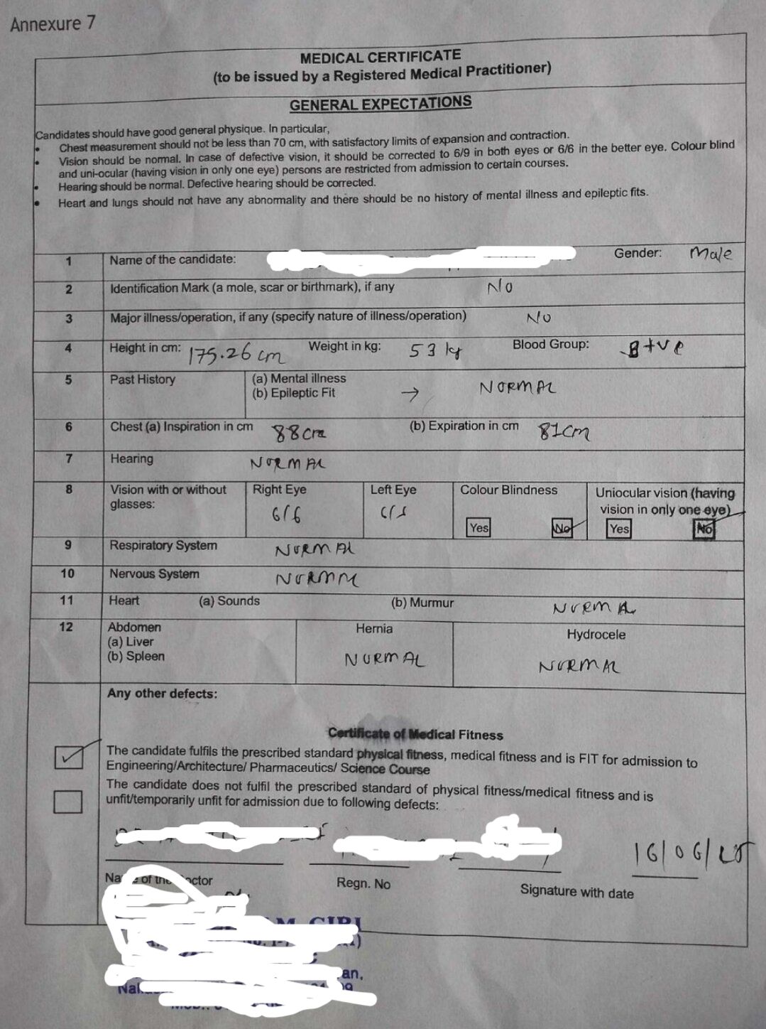 JoSAA medical certificate
