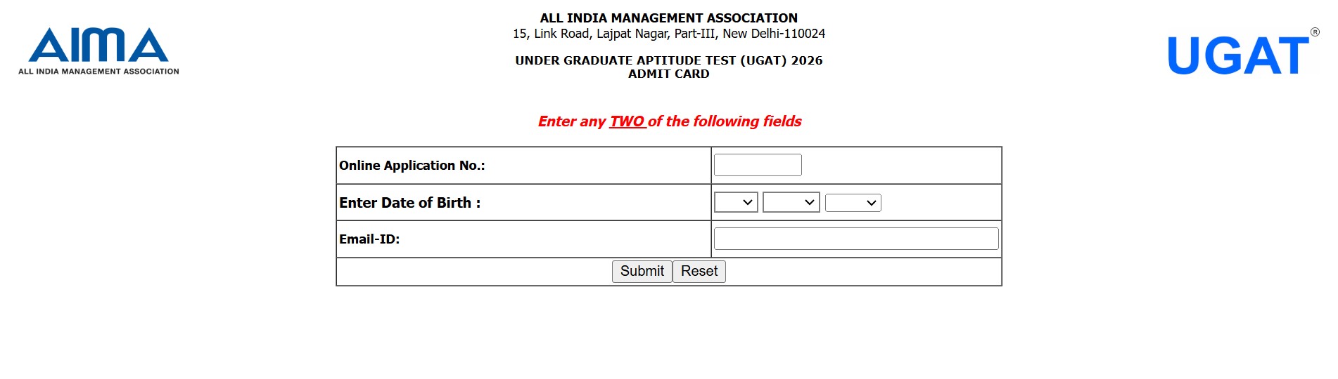 UGAT admit card