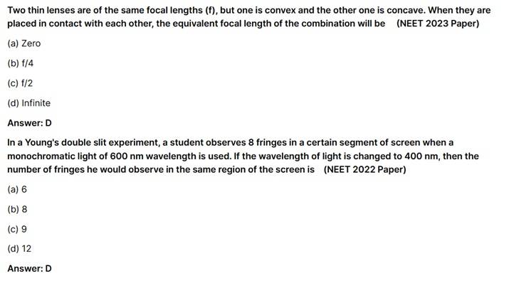 Ray Optics NEET PYQ