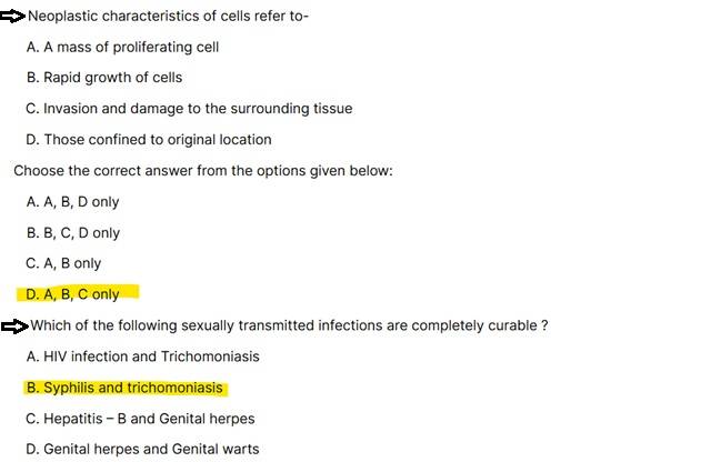 Human Health and Disease PYQ