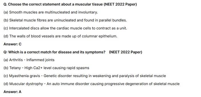 Locomotion and Movement NEET PYQ