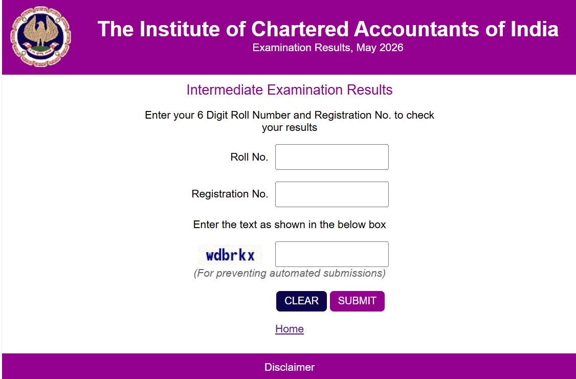 CA Inter Login Window 2026